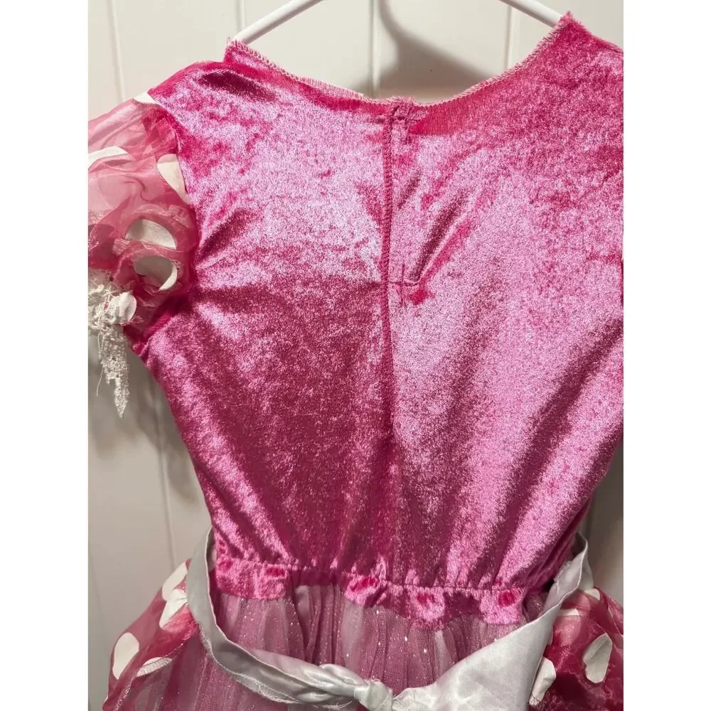 Disney Store Minnie Mouse Pink White Princess Dress Halloween Costume Size S 4-6